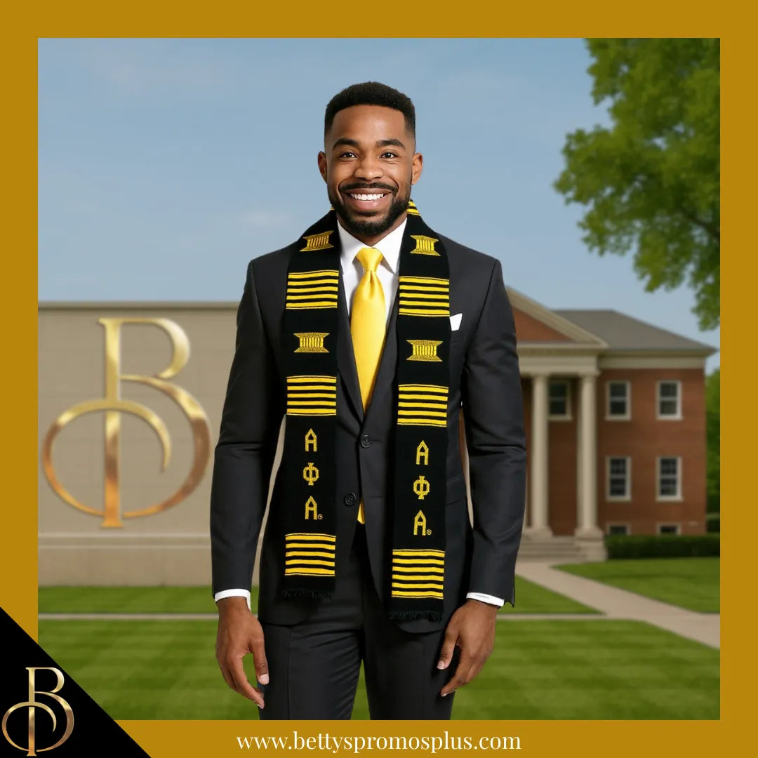 Alpha Phi Alpha ΑΦΑ Greek Letters Kente Cloth Graduation Stole-Alpha Phi Alpha Paraphernalia-Alpha Phi Alpha Graduation Stole-Betty's Promos Plus