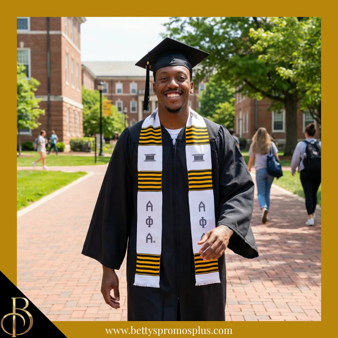 Alpha Phi Alpha ΑΦΑ Greek Letters Kente Cloth Graduation Stole-Alpha Phi Alpha Paraphernalia-Alpha Phi Alpha Graduation Stole-Betty's Promos Plus