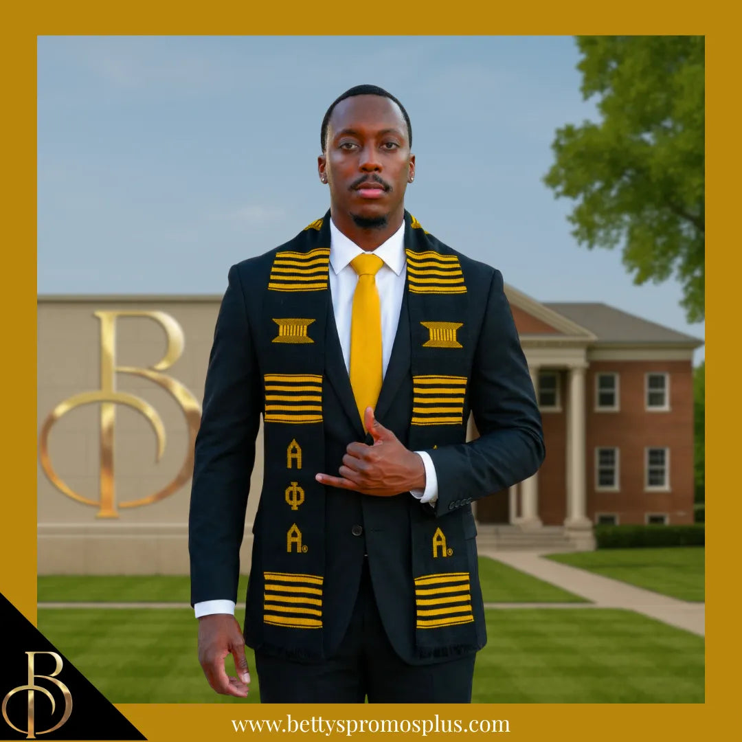 Alpha Phi Alpha ΑΦΑ Greek Letters Kente Cloth Graduation Stole-Alpha Phi Alpha Paraphernalia-Alpha Phi Alpha Graduation Stole-Betty's Promos Plus