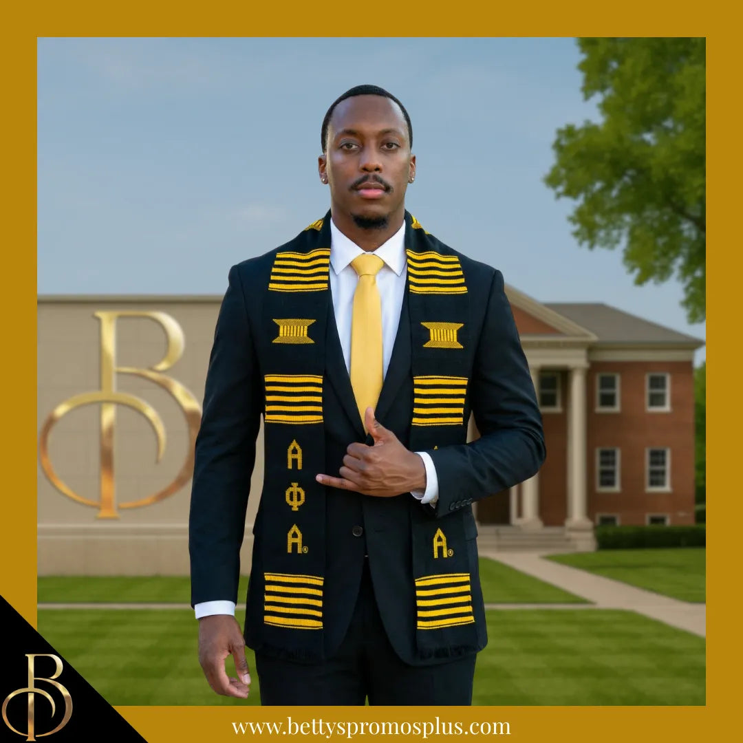 Alpha Phi Alpha ΑΦΑ Greek Letters Kente Cloth Graduation Stole-Alpha Phi Alpha Paraphernalia-Alpha Phi Alpha Graduation Stole-Betty's Promos Plus