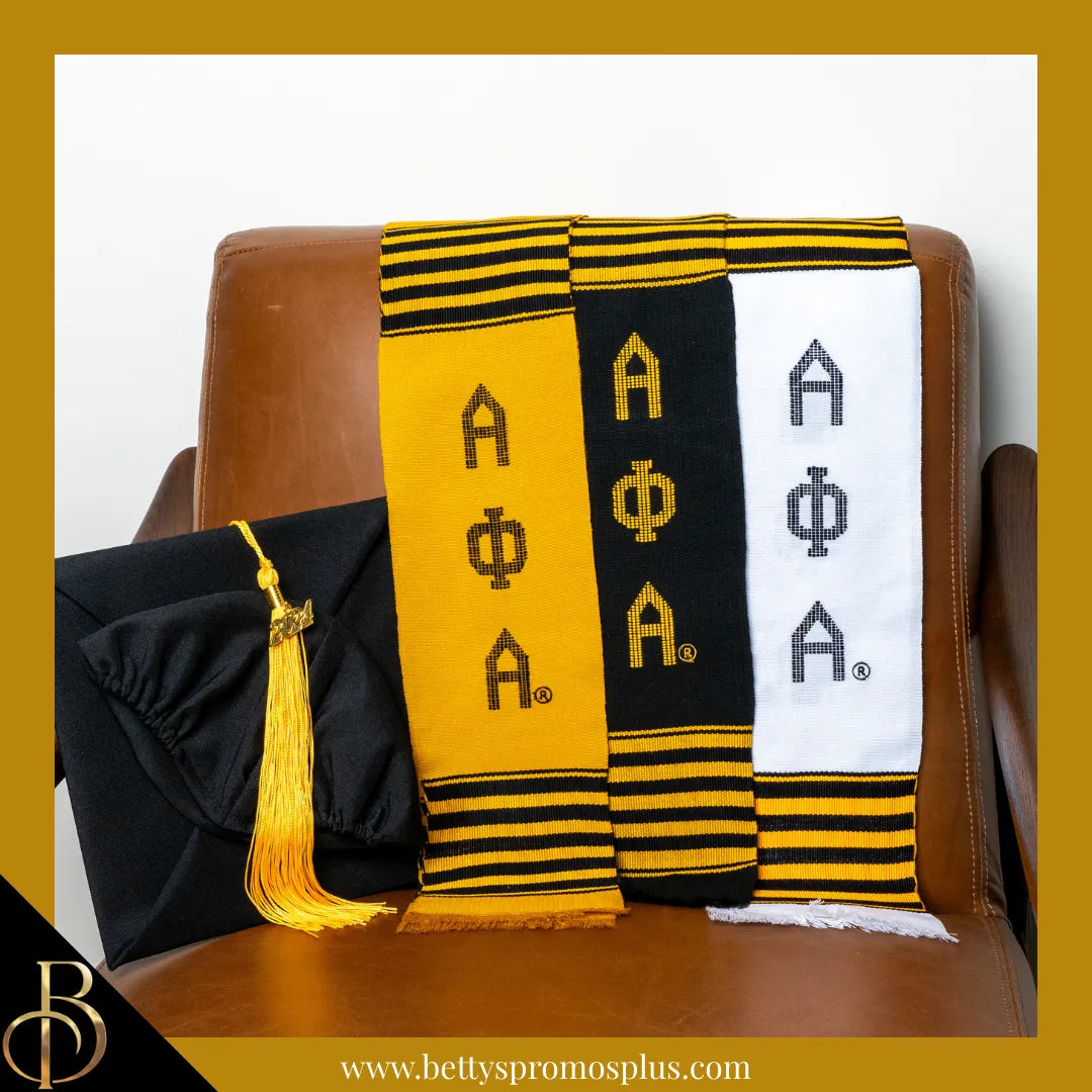 Alpha Phi Alpha ΑΦΑ Greek Letters Kente Cloth Graduation Stole-Alpha Phi Alpha Paraphernalia-Alpha Phi Alpha Graduation Stole-Betty's Promos Plus