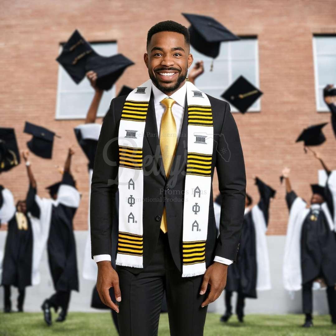 Black And Gold Graduation Sash Alpha Phi Alpha Fraternity Kente ...
