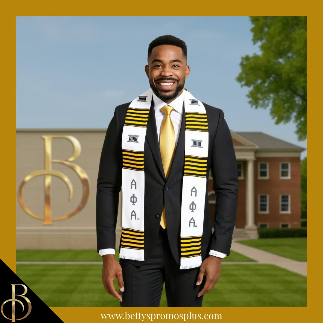 Alpha Phi Alpha ΑΦΑ Greek Letters Kente Cloth Graduation Stole-Alpha Phi Alpha Paraphernalia-Alpha Phi Alpha Graduation Stole-Betty's Promos Plus