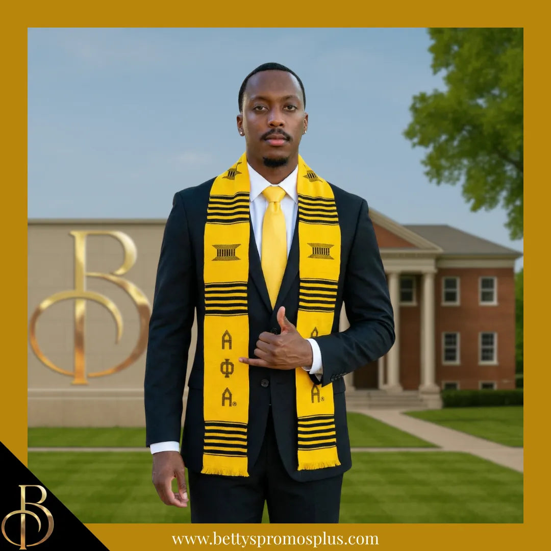 Alpha Phi Alpha ΑΦΑ Greek Letters Kente Cloth Graduation Stole-Alpha Phi Alpha Paraphernalia-Alpha Phi Alpha Graduation Stole-Betty's Promos Plus