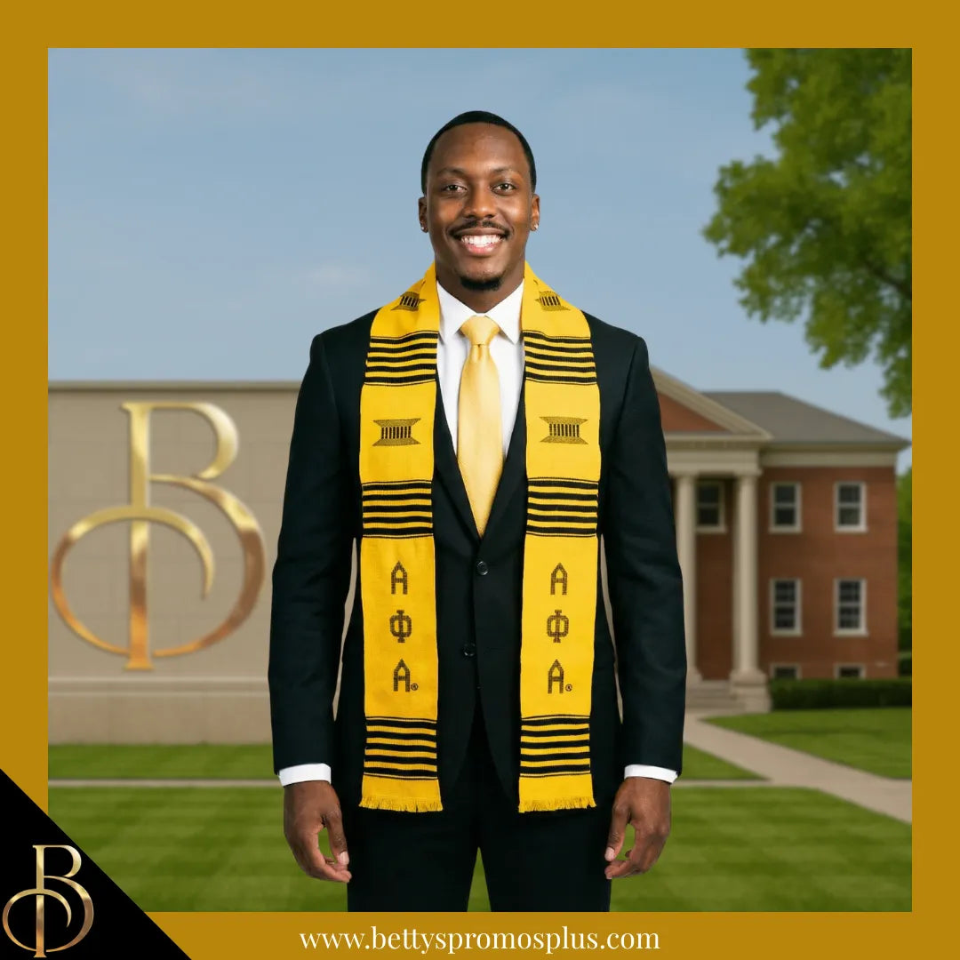 Alpha Phi Alpha ΑΦΑ Greek Letters Kente Cloth Graduation Stole-Alpha Phi Alpha Paraphernalia-Alpha Phi Alpha Graduation Stole-Betty's Promos Plus