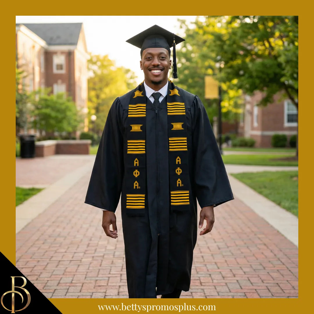 Alpha Phi Alpha ΑΦΑ Greek Letters Kente Cloth Graduation Stole-Alpha Phi Alpha Paraphernalia-Alpha Phi Alpha Graduation Stole-Betty's Promos Plus
