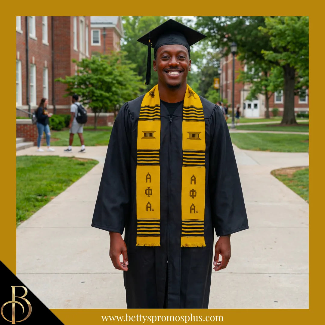 Alpha Phi Alpha ΑΦΑ Greek Letters Kente Cloth Graduation Stole-Alpha Phi Alpha Paraphernalia-Alpha Phi Alpha Graduation Stole-Betty's Promos Plus