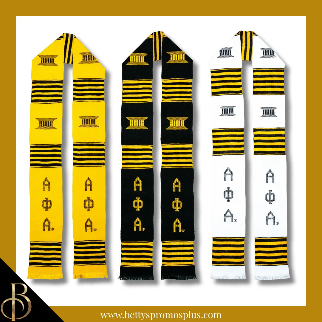 Alpha Phi Alpha ΑΦΑ Greek Letters Kente Cloth Graduation Stole-Alpha Phi Alpha Paraphernalia-Alpha Phi Alpha Graduation Stole-Betty's Promos Plus