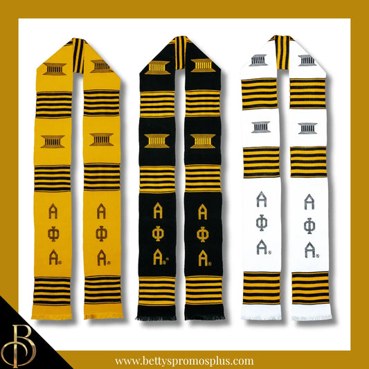 Alpha Phi Alpha ΑΦΑ Greek Letters Kente Cloth Graduation Stole-Alpha Phi Alpha Paraphernalia-Alpha Phi Alpha Graduation Stole-Betty's Promos Plus