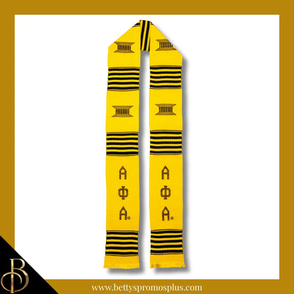 Alpha Phi Alpha ΑΦΑ Greek Letters Kente Cloth Graduation Stole-Gold-Alpha Phi Alpha Paraphernalia-Alpha Phi Alpha Graduation Stole-Betty's Promos Plus