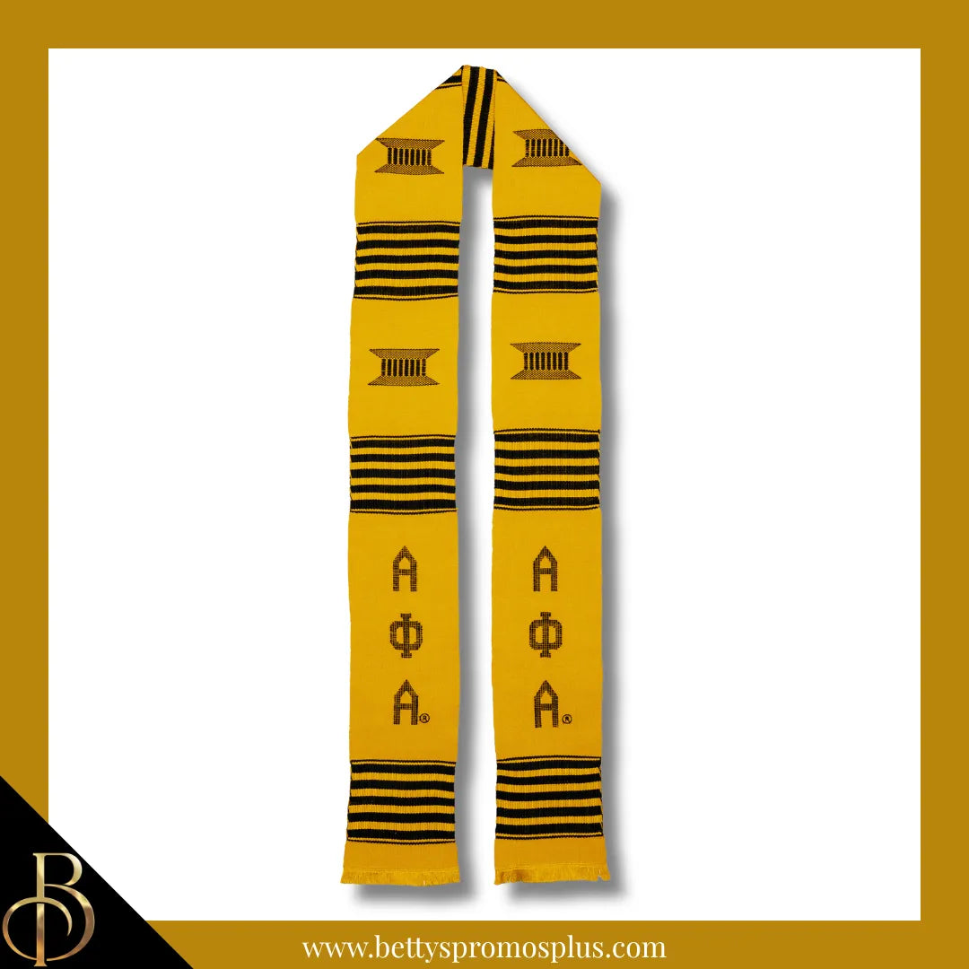 Alpha Phi Alpha ΑΦΑ Greek Letters Kente Cloth Graduation Stole-Gold-Alpha Phi Alpha Paraphernalia-Alpha Phi Alpha Graduation Stole-Betty's Promos Plus