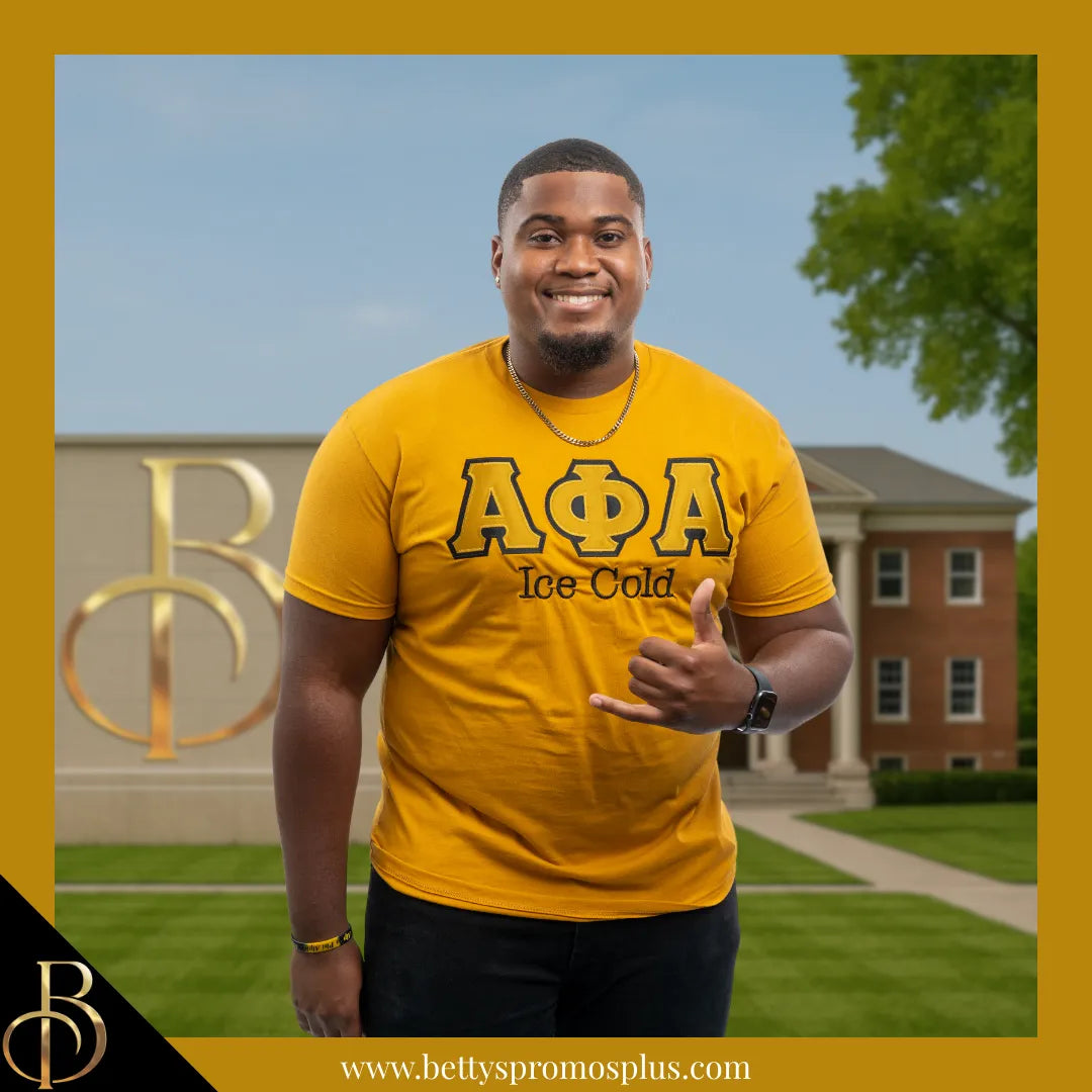 Alpha Phi Alpha ΑΦΑ Ice Cold Double Stitched Appliqué Embroidered Line T-Shirt-Alpha Phi Alpha Paraphernalia-Alpha Phi Alpha T-Shirts-Betty's Promos Plus