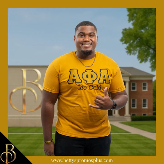Alpha Phi Alpha ΑΦΑ Ice Cold Double Stitched Appliqué Embroidered Line T-Shirt-Alpha Phi Alpha Paraphernalia-Alpha Phi Alpha T-Shirts-Betty's Promos Plus