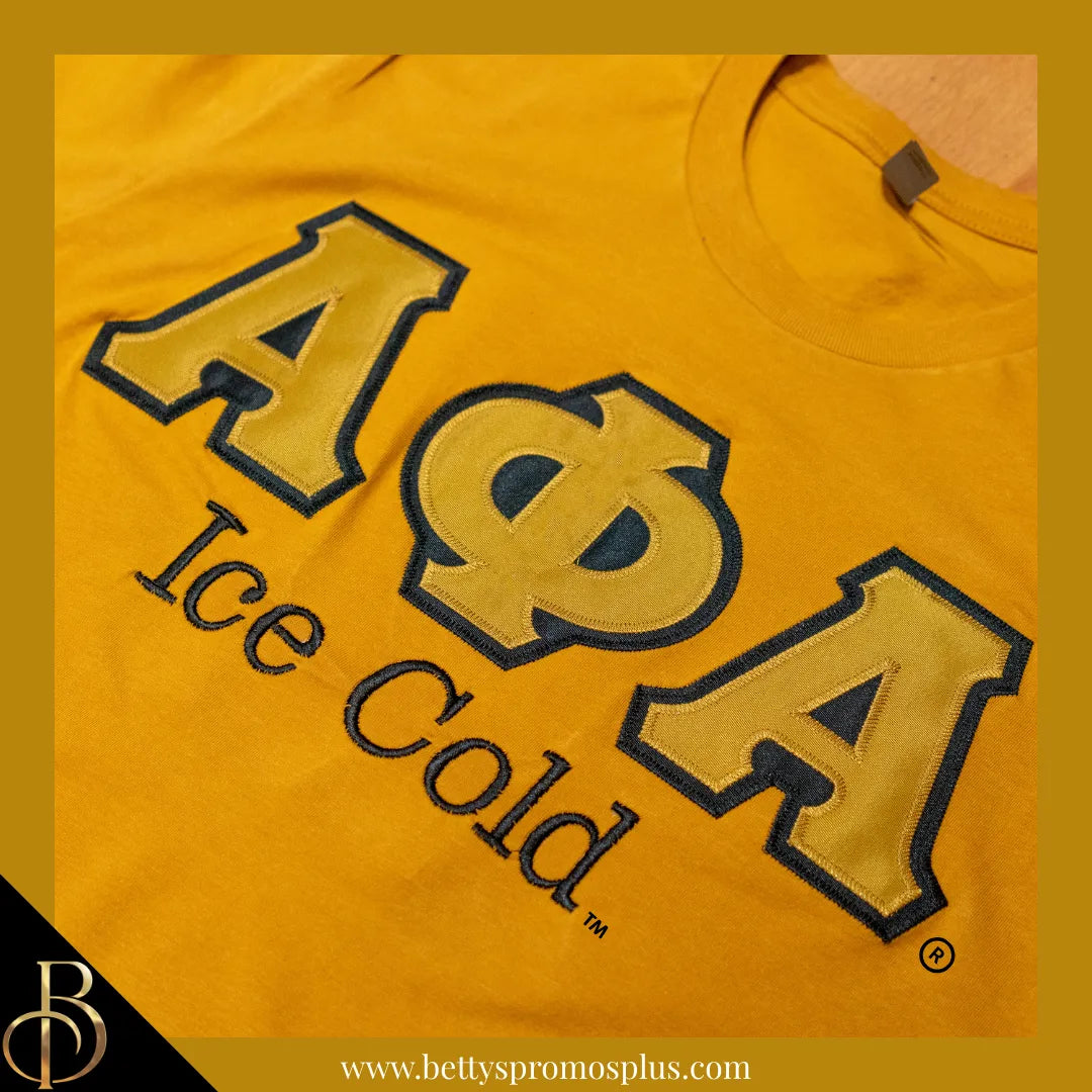 Alpha Phi Alpha ΑΦΑ Ice Cold Double Stitched Appliqué Embroidered Line T-Shirt-Alpha Phi Alpha Paraphernalia-Alpha Phi Alpha T-Shirts-Betty's Promos Plus