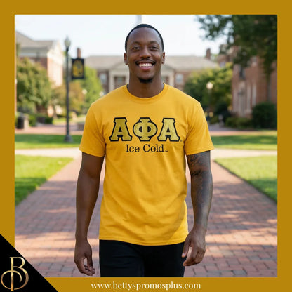 Alpha Phi Alpha ΑΦΑ Ice Cold Double Stitched Appliqué Embroidered Line T-Shirt-Alpha Phi Alpha Paraphernalia-Alpha Phi Alpha T-Shirts-Betty's Promos Plus