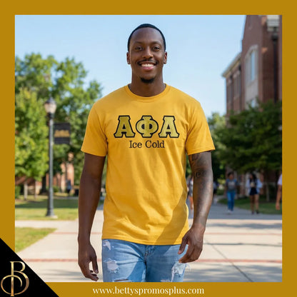 Alpha Phi Alpha ΑΦΑ Ice Cold Double Stitched Appliqué Embroidered Line T-Shirt-Alpha Phi Alpha Paraphernalia-Alpha Phi Alpha T-Shirts-Betty's Promos Plus