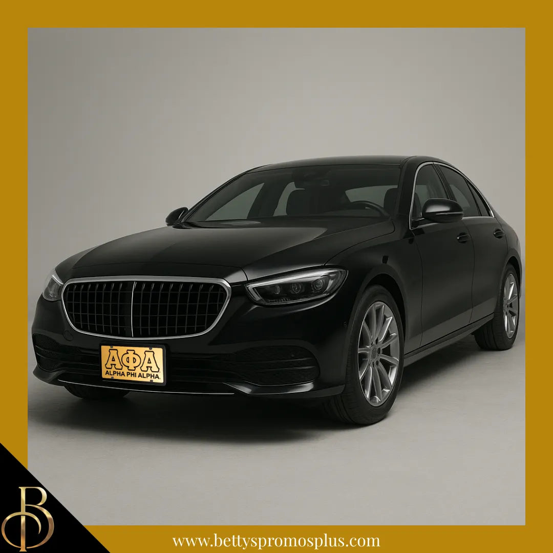 Alpha Phi Alpha ΑΦΑ Letters with Alpha Phi Alpha Laser Engraved Mirrored Acrylic Auto Tag License Plate-Alpha Phi Alpha Paraphernalia-Alpha Phi Alpha Auto Tag-Betty's Promos Plus