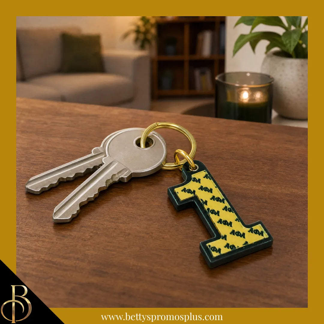 Alpha Phi Alpha ΑΦΑ Line Number Mirrored Acrylic Keychain Available 1-25-Alpha Phi Alpha Paraphernalia-Alpha Phi Alpha Keychain-Betty's Promos Plus