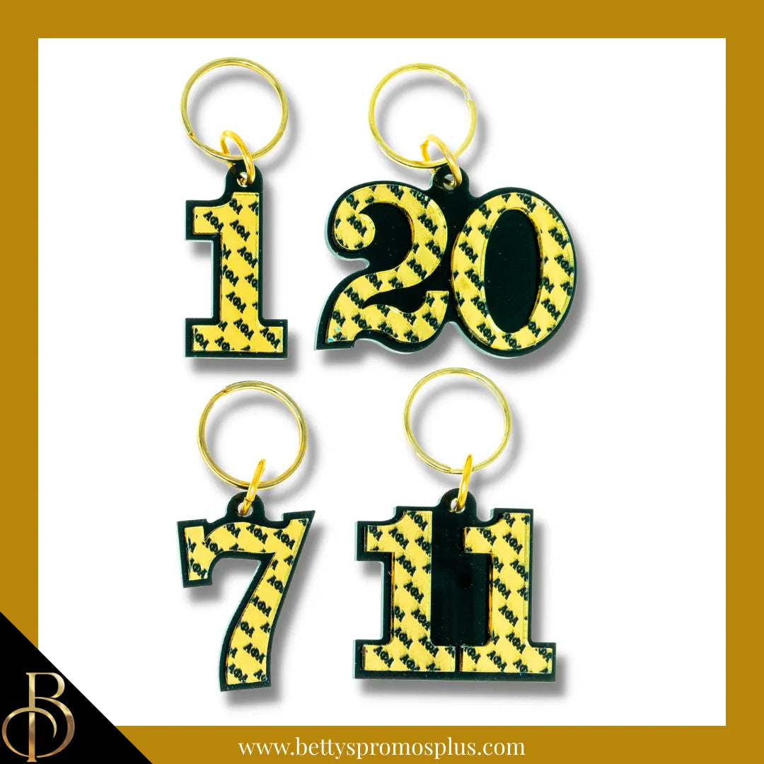 Alpha Phi Alpha ΑΦΑ Line Number Mirrored Acrylic Keychain Available 1-25-Alpha Phi Alpha Paraphernalia-Alpha Phi Alpha Keychain-Betty's Promos Plus