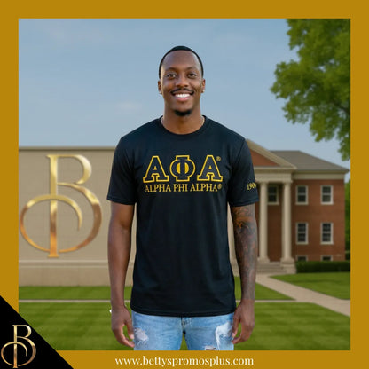 Alpha Phi Alpha ΑΦΑ Luxury Embroidered T-Shirt with 1906 Sleeve-Alpha Phi Alpha Paraphernalia-Alpha Phi Alpha T-Shirts-Betty's Promos Plus