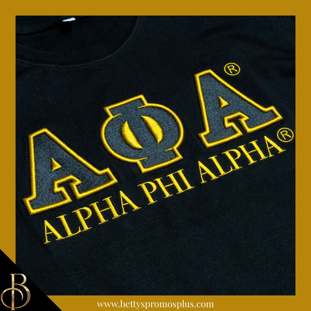 Alpha Phi Alpha ΑΦΑ Luxury Embroidered T-Shirt with 1906 Sleeve-Alpha Phi Alpha Paraphernalia-Alpha Phi Alpha T-Shirts-Betty's Promos Plus