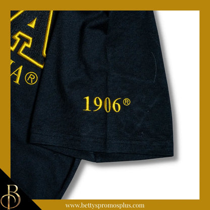 Alpha Phi Alpha ΑΦΑ Luxury Embroidered T-Shirt with 1906 Sleeve-Alpha Phi Alpha Paraphernalia-Alpha Phi Alpha T-Shirts-Betty's Promos Plus