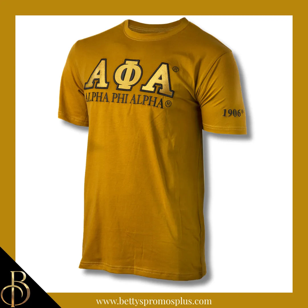 Alpha Phi Alpha ΑΦΑ Luxury Embroidered T-Shirt with 1906 Sleeve-Alpha Phi Alpha Paraphernalia-Alpha Phi Alpha T-Shirts-Betty's Promos Plus