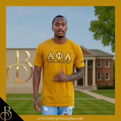 Alpha Phi Alpha ΑΦΑ Luxury Embroidered T-Shirt with 1906 Sleeve-Alpha Phi Alpha Paraphernalia-Alpha Phi Alpha T-Shirts-Betty's Promos Plus
