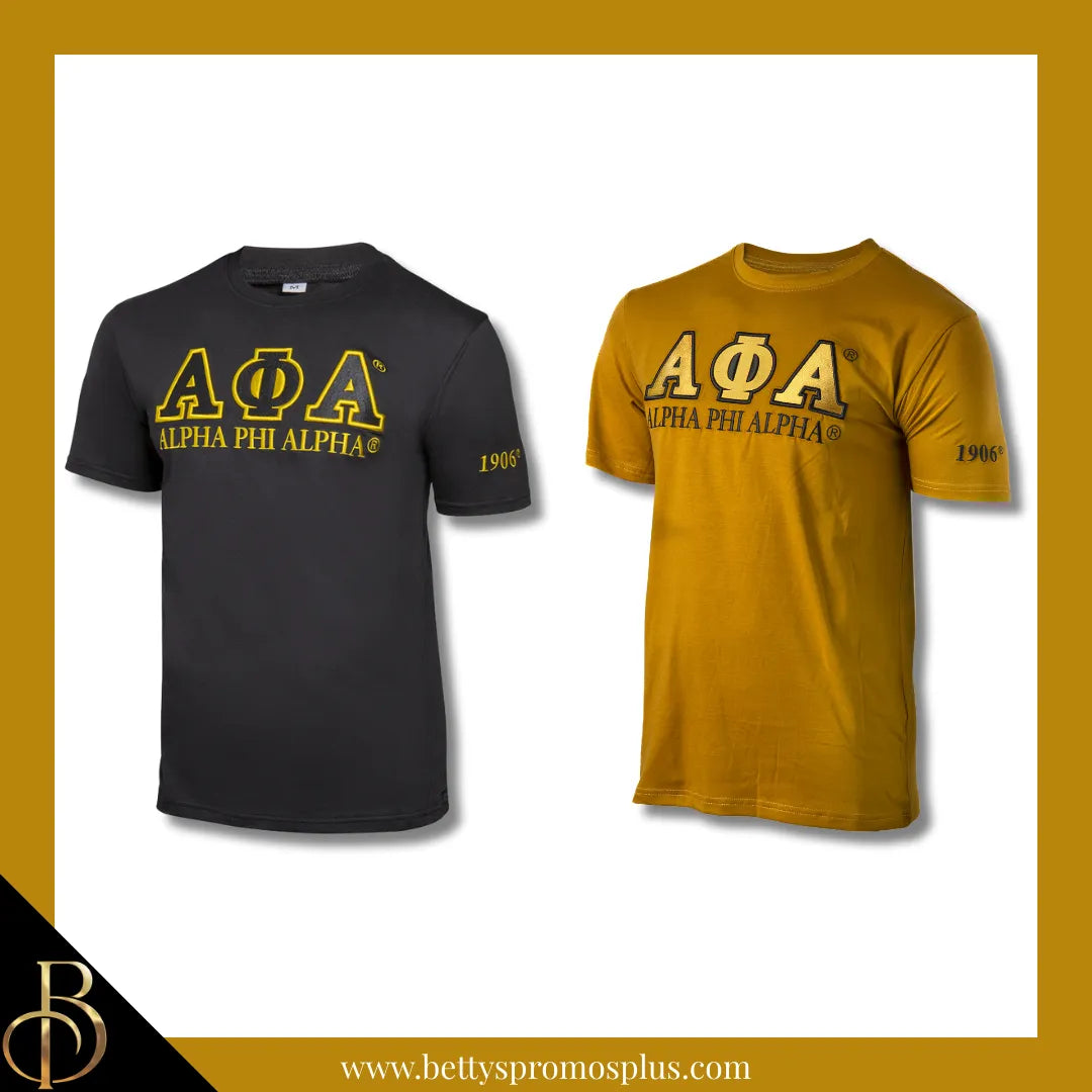 Alpha Phi Alpha ΑΦΑ Luxury Embroidered T-Shirt with 1906 Sleeve-Alpha Phi Alpha Paraphernalia-Alpha Phi Alpha T-Shirts-Betty's Promos Plus