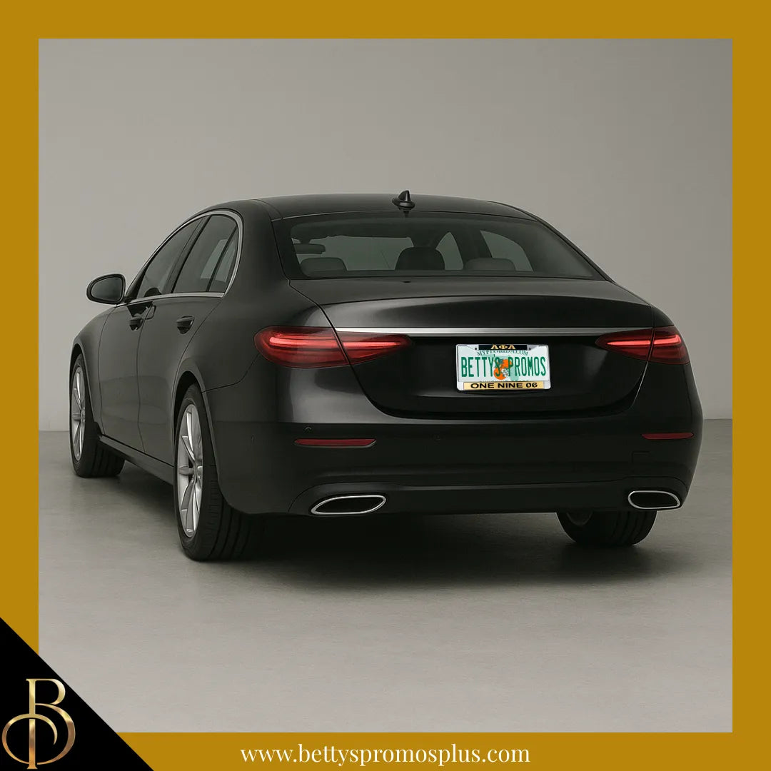Alpha Phi Alpha ΑΦΑ One Nine 06 Chrome Laser Engraved Mirrored Acrylic Auto Tag License Plate Frame-Alpha Phi Alpha Paraphernalia-Alpha Phi Alpha Auto Tag Frame-Betty's Promos Plus
