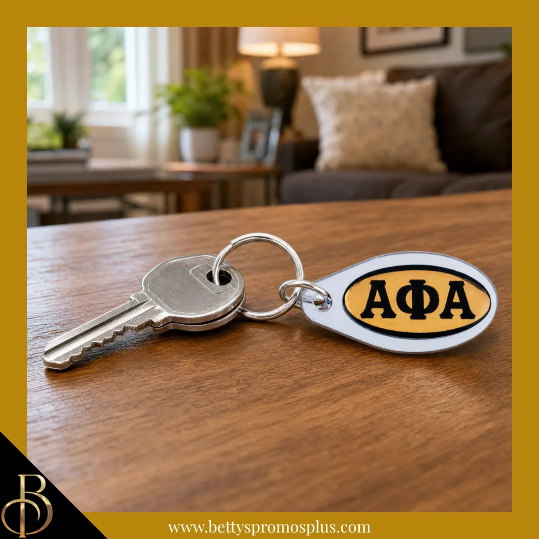 Alpha Phi Alpha ΑΦΑ Oval Acrylic Keychain-Alpha Phi Alpha Paraphernalia-Alpha Phi Alpha Keychain-Betty's Promos Plus