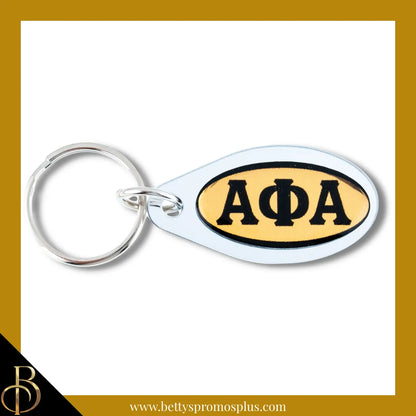 Alpha Phi Alpha ΑΦΑ Oval Acrylic Keychain-Silver-Alpha Phi Alpha Paraphernalia-Alpha Phi Alpha Keychain-Betty's Promos Plus