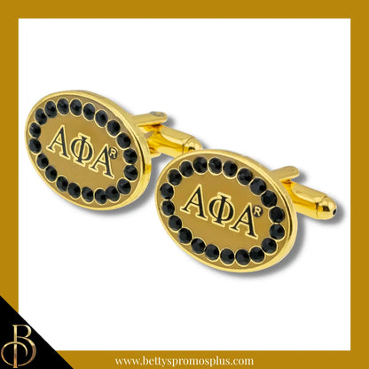 Alpha Phi Alpha ΑΦΑ Oval Stone Cufflinks-Gold-Alpha Phi Alpha Paraphernalia-Alpha Phi Alpha Cuff Links-Betty's Promos Plus