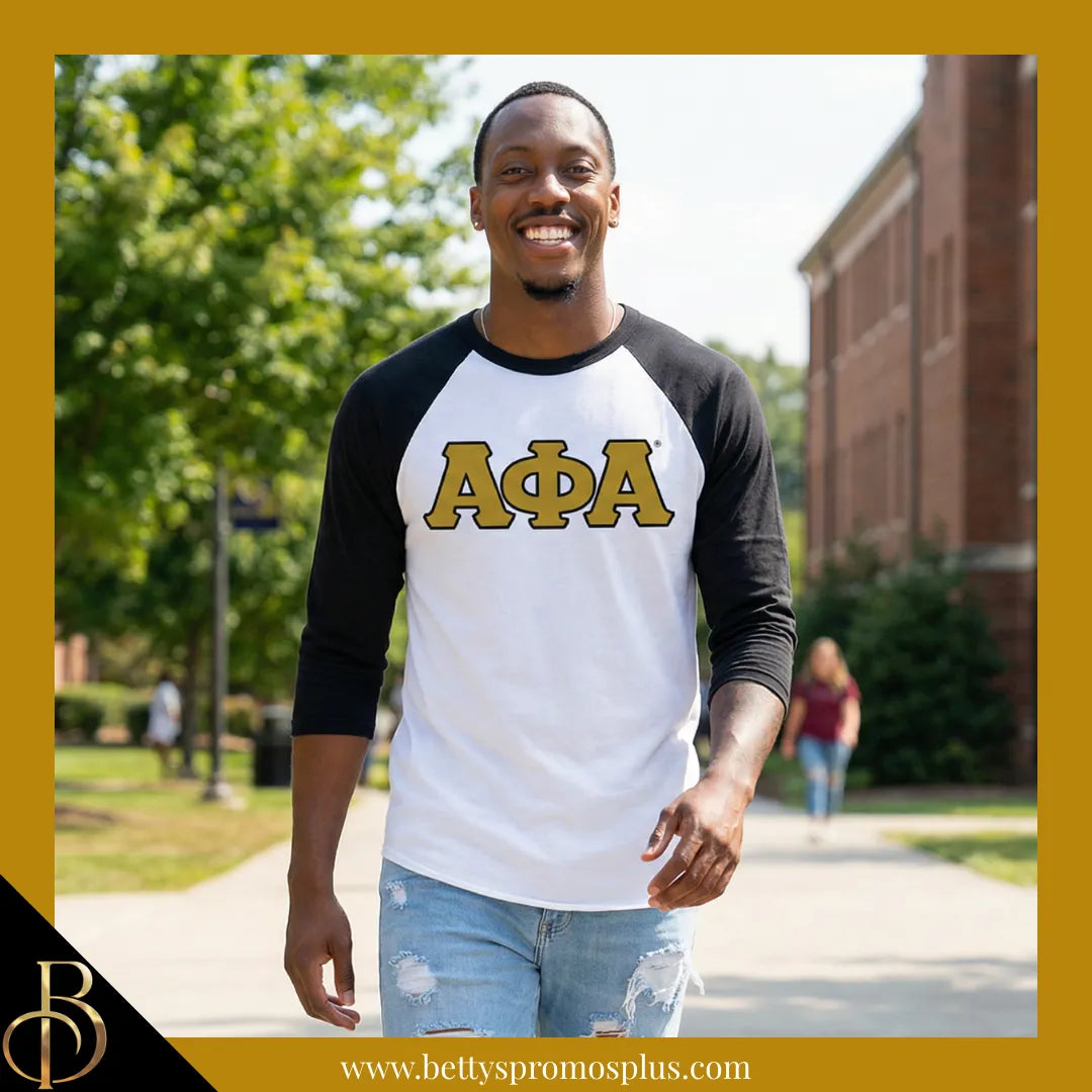 Alpha Phi Alpha ΑΦΑ Raglan Sleeve Screen Printed T-Shirt-Alpha Phi Alpha Paraphernalia-Alpha Phi Alpha T-Shirts-Betty's Promos Plus