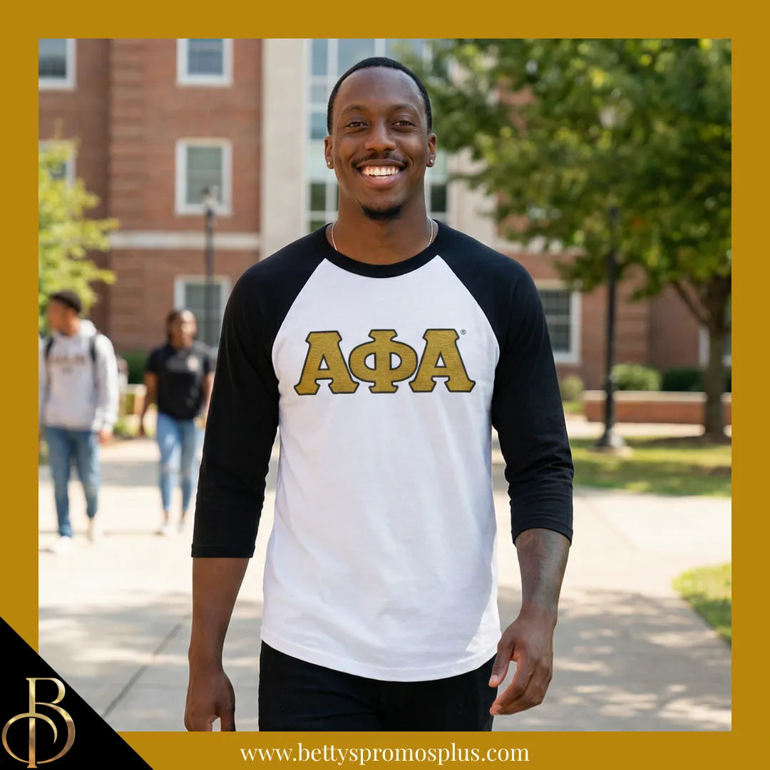 Alpha Phi Alpha ΑΦΑ Raglan Sleeve Screen Printed T-Shirt-Alpha Phi Alpha Paraphernalia-Alpha Phi Alpha T-Shirts-Betty's Promos Plus