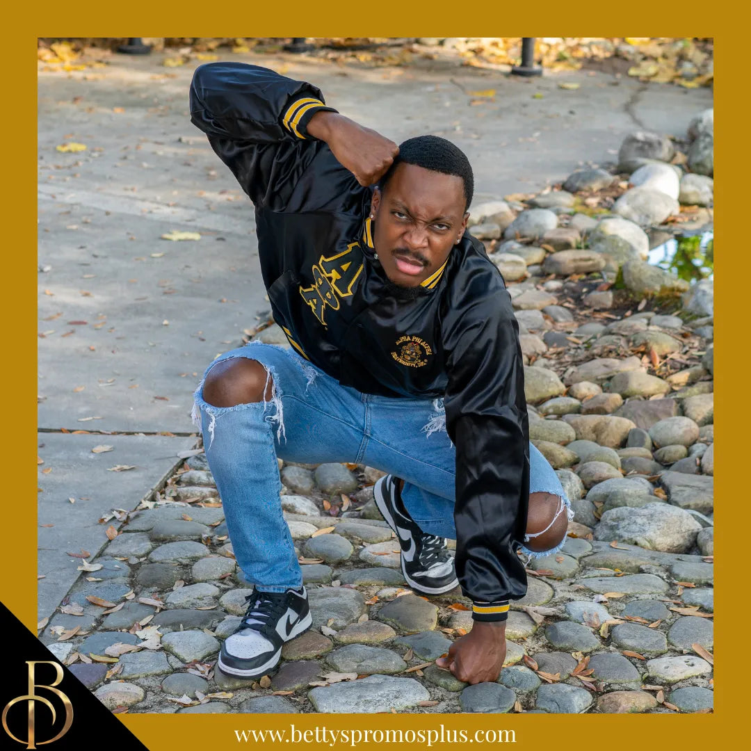 Alpha Phi Alpha ΑΦΑ Satin Bomber Jacket-Alpha Phi Alpha Paraphernalia-Alpha Phi Alpha Jackets-Betty's Promos Plus
