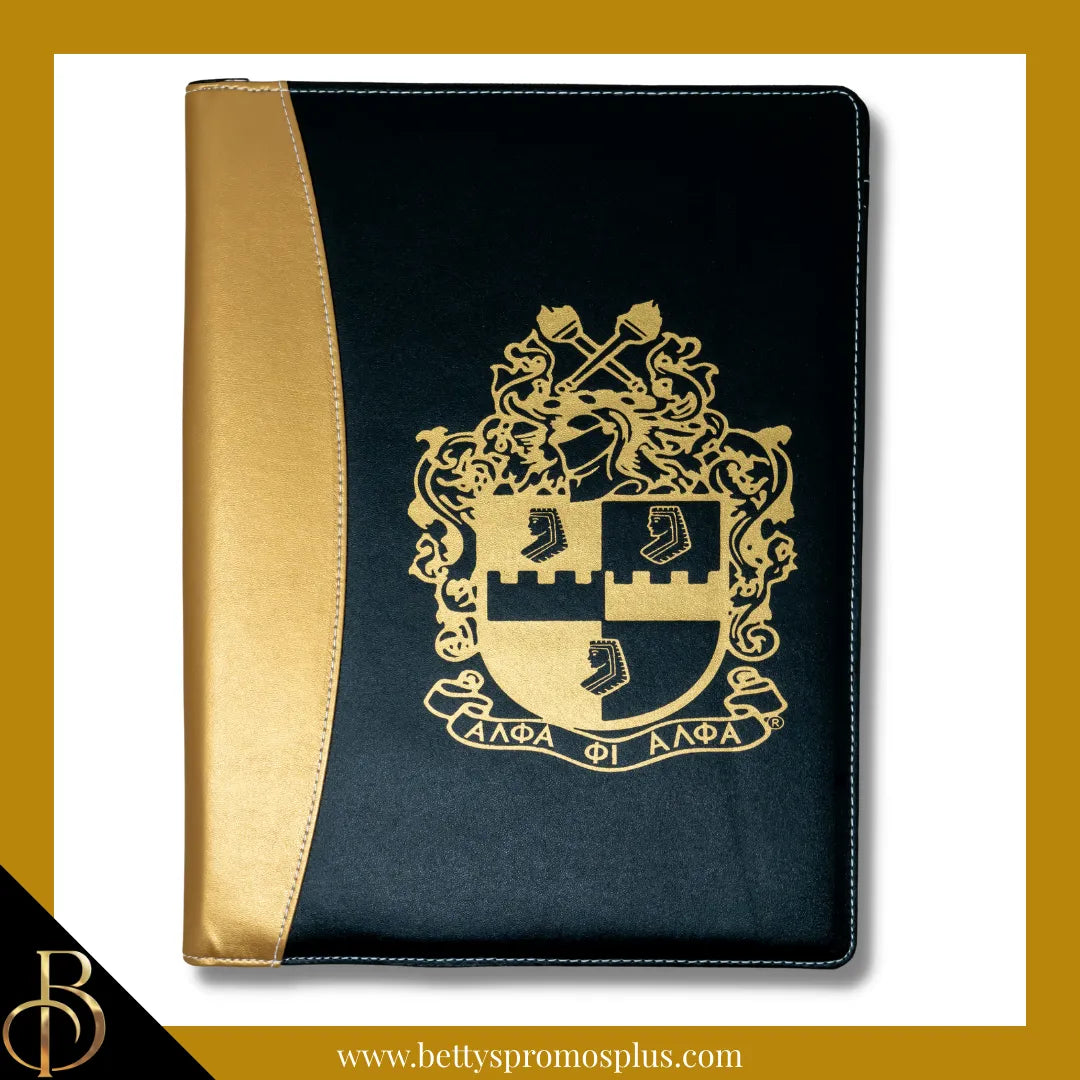 Alpha Phi Alpha ΑΦΑ Shield Business Padfolio Portfolio with Legal Pad-Black-Alpha Phi Alpha Paraphernalia-Alpha Phi Alpha Padfolio-Betty's Promos Plus