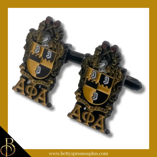 Alpha Phi Alpha ΑΦΑ Shield Cuff Links-Black-Alpha Phi Alpha Paraphernalia-Alpha Phi Alpha Cuff Links-Betty's Promos Plus
