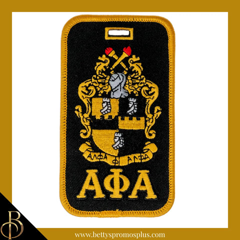 Alpha Phi Alpha ΑΦΑ Shield Embroidered Luggage Tag-Black-Alpha Phi Alpha Paraphernalia-Alpha Phi Alpha Luggage Tag-Betty's Promos Plus