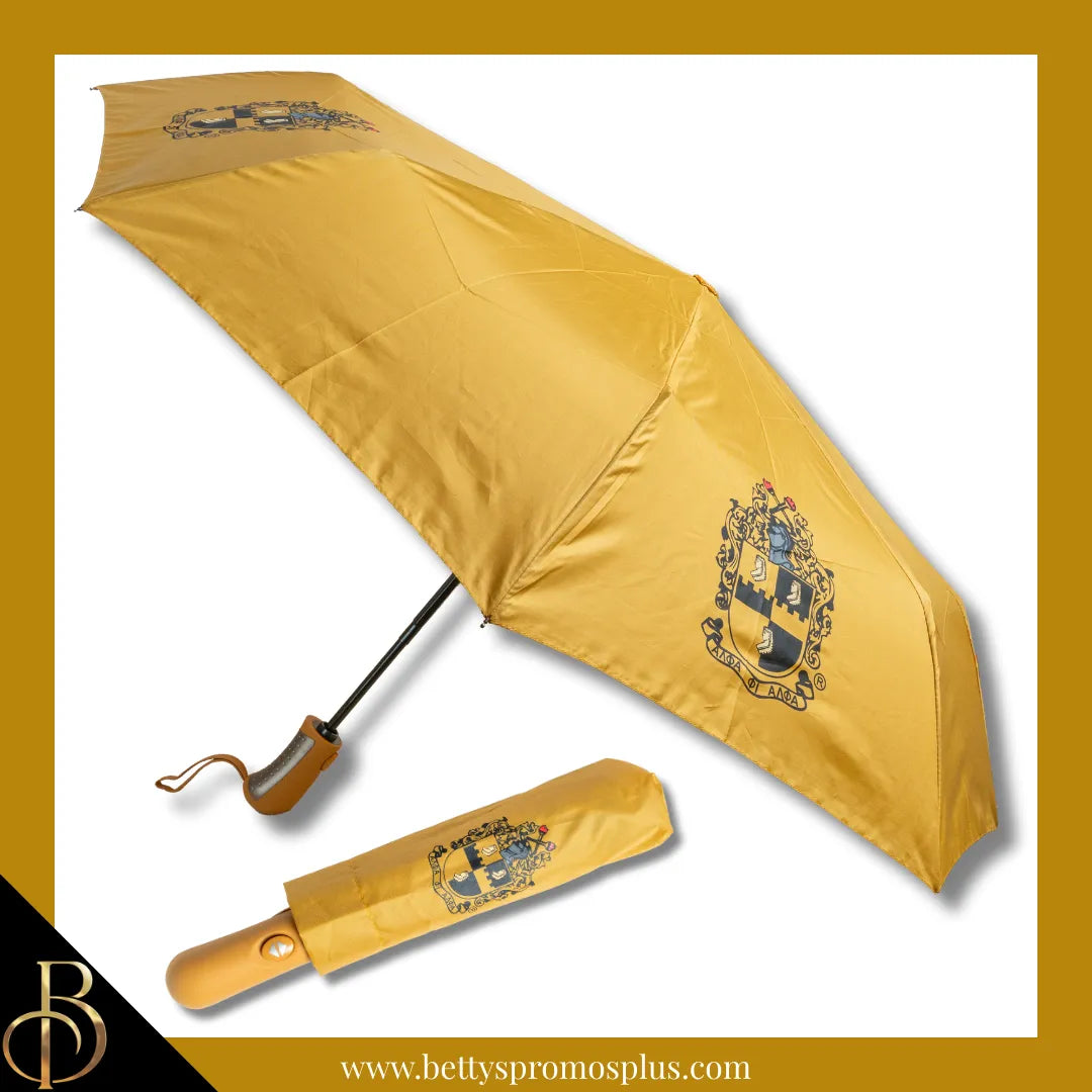 Alpha Phi Alpha ΑΦΑ Shield Hurricane Umbrella-Gold-Alpha Phi Alpha Paraphernalia-Alpha Phi Alpha Umbrellas-Betty's Promos Plus