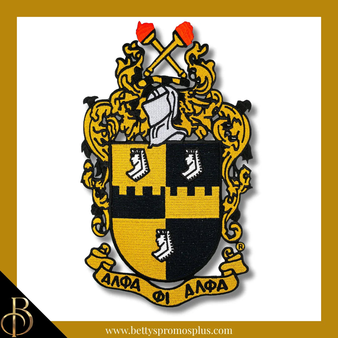 Alpha Phi Alpha ΑΦΑ Shield Iron-on Embroidered Patch-Large - 10.5"-Alpha Phi Alpha Paraphernalia-Alpha Phi Alpha Patch-Betty's Promos Plus