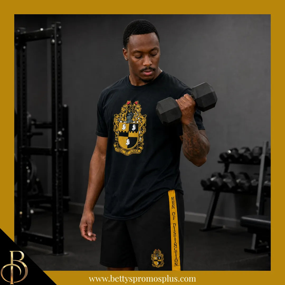 Alpha Phi Alpha ΑΦΑ Shield Performance Moisture Wicking Screen Printed Workout T-Shirt-Alpha Phi Alpha Paraphernalia-Alpha Phi Alpha T-Shirts-Betty's Promos Plus