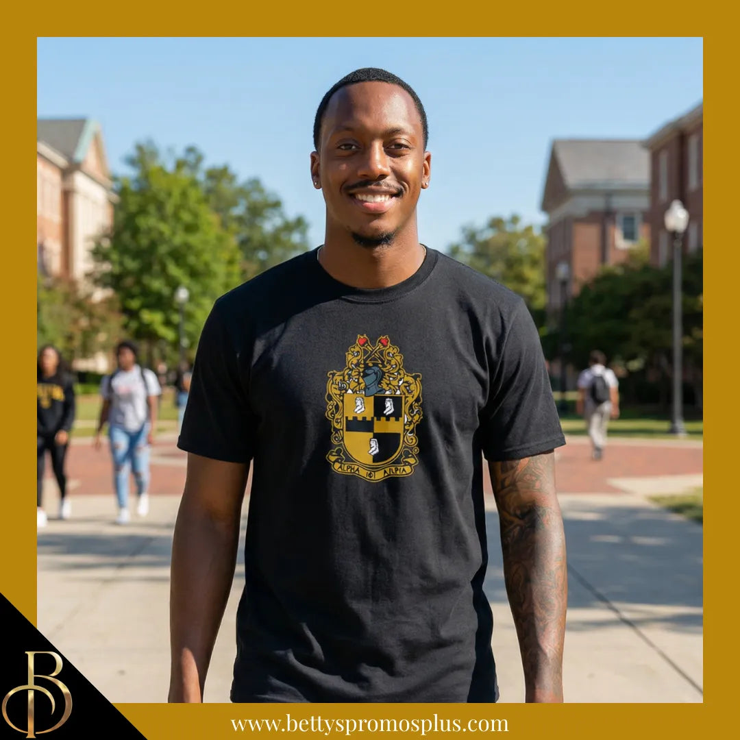 Alpha Phi Alpha ΑΦΑ Shield Performance Moisture Wicking Screen Printed Workout T-Shirt-Alpha Phi Alpha Paraphernalia-Alpha Phi Alpha T-Shirts-Betty's Promos Plus