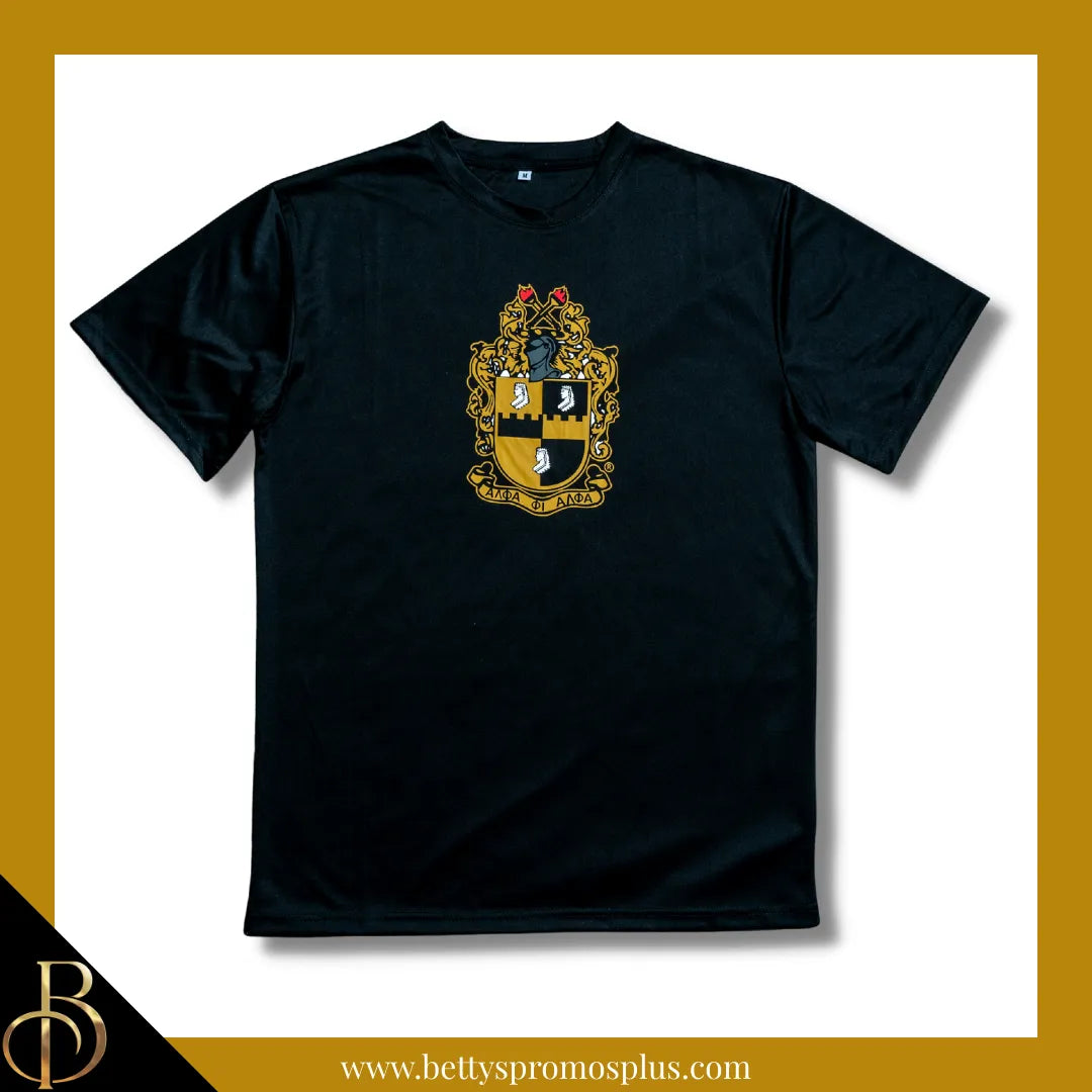 Alpha Phi Alpha ΑΦΑ Shield Performance Moisture Wicking Screen Printed Workout T-Shirt-Black-Medium-Alpha Phi Alpha Paraphernalia-Alpha Phi Alpha T-Shirts-Betty's Promos Plus