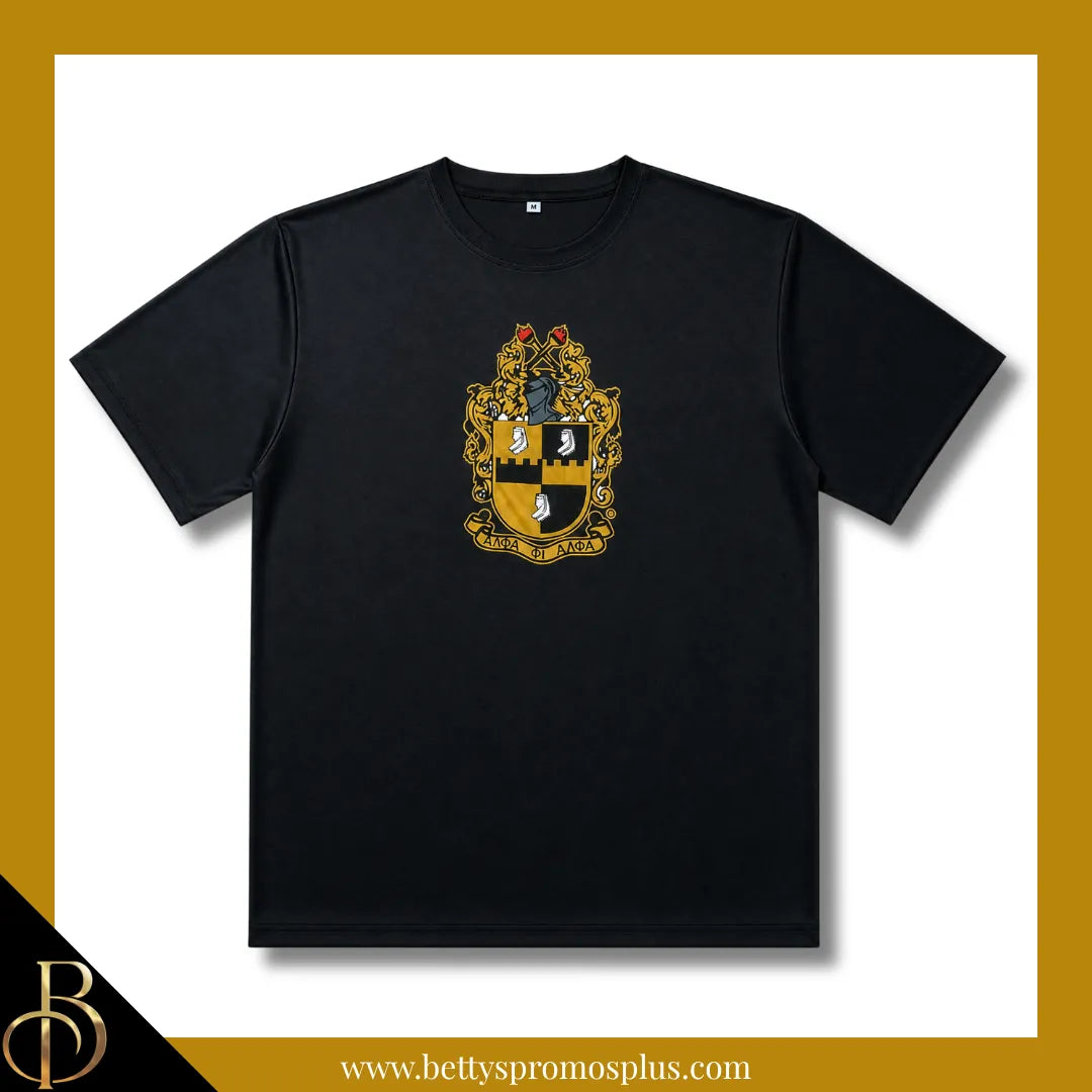 Alpha Phi Alpha ΑΦΑ Shield Performance Moisture Wicking Screen Printed Workout T-Shirt-Black-Medium-Alpha Phi Alpha Paraphernalia-Alpha Phi Alpha T-Shirts-Betty's Promos Plus