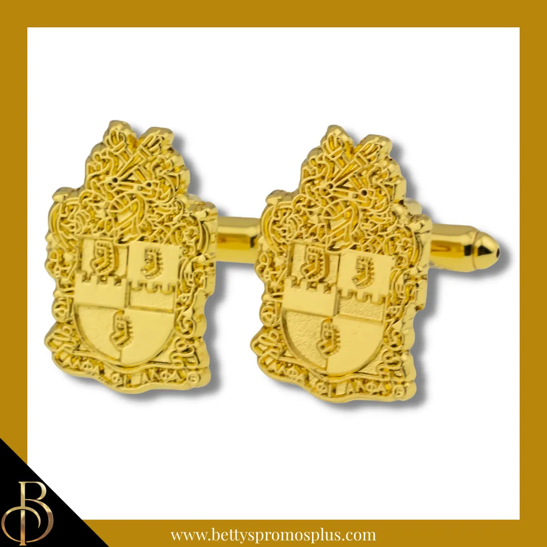 Alpha Phi Alpha ΑΦΑ Shield Sandblasted Cuff Links-Alpha Phi Alpha Paraphernalia-Alpha Phi Alpha Cuff Links-Betty's Promos Plus