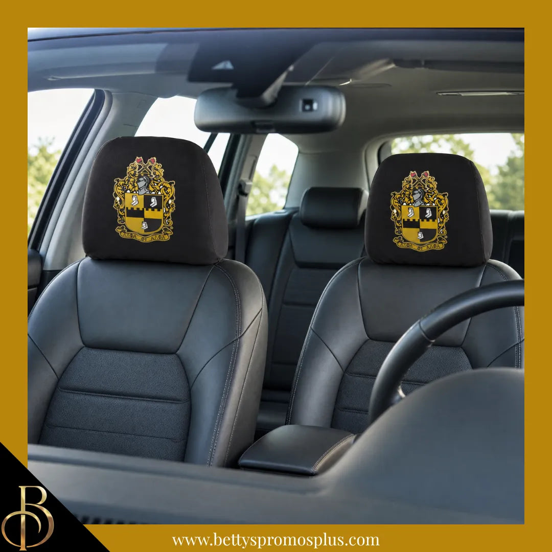 Alpha Phi Alpha ΑΦΑ Shield with Greek Letters Car Seat Headrest Cover-Alpha Phi Alpha Paraphernalia-Alpha Phi Alpha Headrest Cover-Betty's Promos Plus