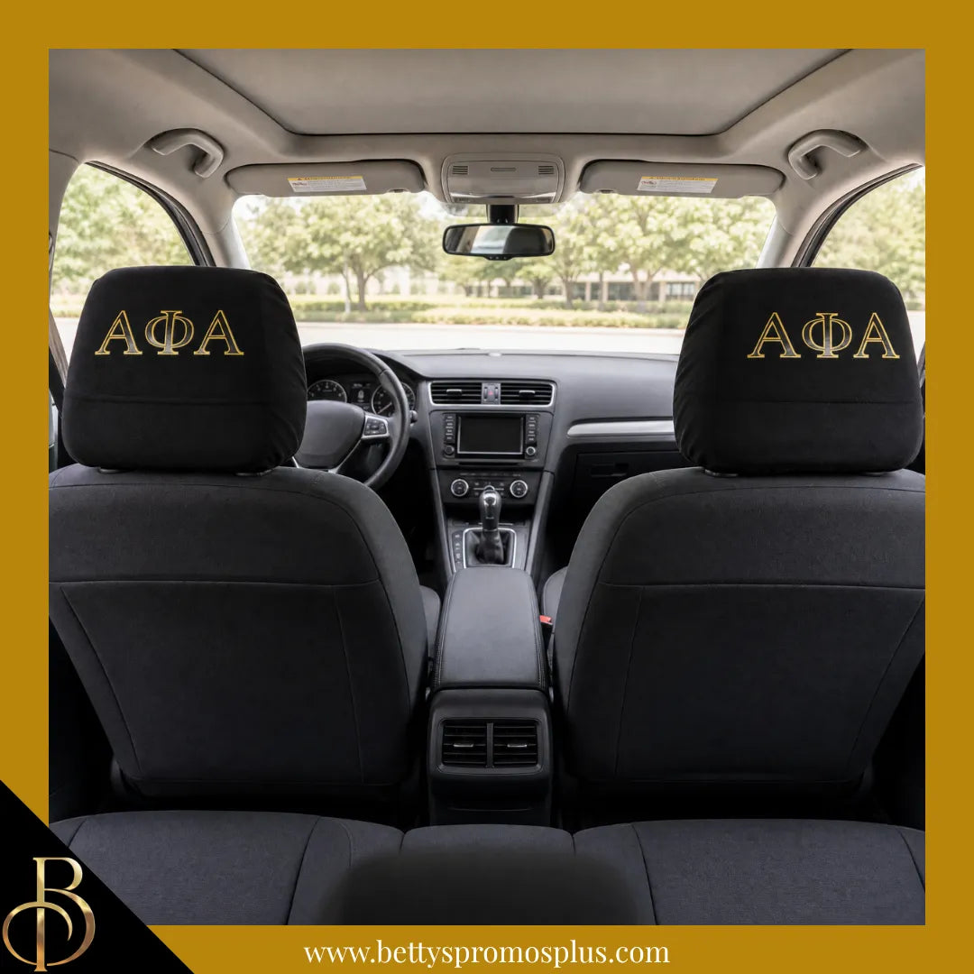 Alpha Phi Alpha ΑΦΑ Shield with Greek Letters Car Seat Headrest Cover-Alpha Phi Alpha Paraphernalia-Alpha Phi Alpha Headrest Cover-Betty's Promos Plus