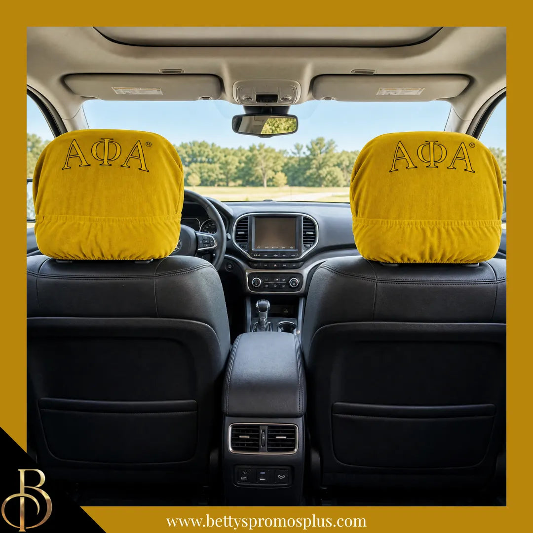 Alpha Phi Alpha ΑΦΑ Shield with Greek Letters Car Seat Headrest Cover-Alpha Phi Alpha Paraphernalia-Alpha Phi Alpha Headrest Cover-Betty's Promos Plus