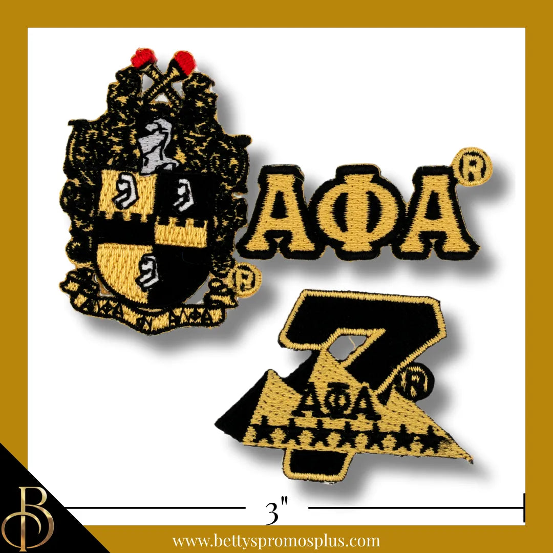 Alpha Phi Alpha ΑΦΑ Stick-On Embroidered Patch Set of 3 Patches-Alpha Phi Alpha Paraphernalia-Alpha Phi Alpha Patch-Betty's Promos Plus